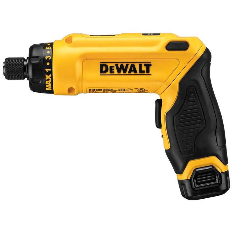 Destornillador inalámbrico giratorio DEWALT 8V MAX con mango ajustable, (1) batería de 1.0Ah, cargador y bolsa - DCF680N1