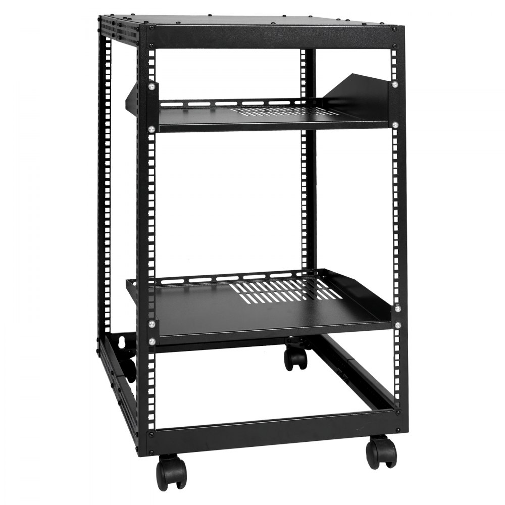 VEVOR 15U Open Frame Server Rack, 23''-40'' Adjustable Depth, Free Standing or Wall Mount Network Server Rack, 4 Post AV Rack with Casters, Holds All Your Networking IT Equipment AV Gear Router Modem - KFSJJH15U2340IWPXV0