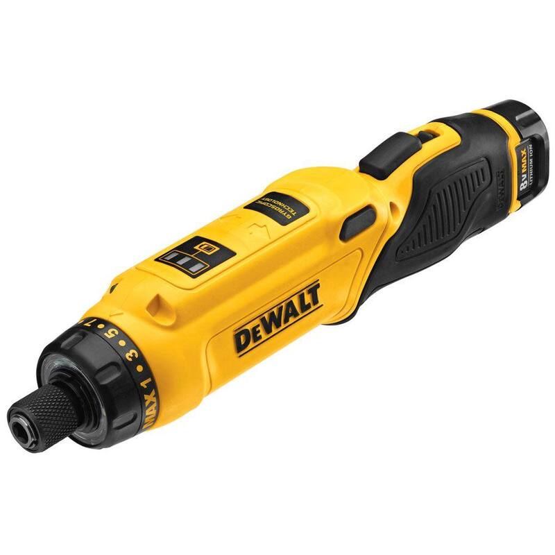 Destornillador inalámbrico giratorio DEWALT 8V MAX con mango ajustable, (1) batería de 1.0Ah, cargador y bolsa - DCF680N1
