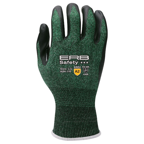 Guantes de HPPE con recubrimiento de nitrilo Erb Safety A2H-110 Republic ANSI nivel de corte A2, 2X, PR - 22469
