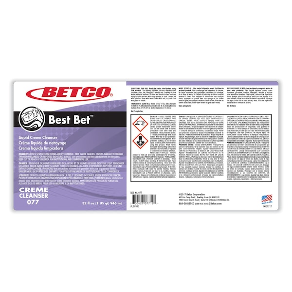 Betco Limpiadores y Detergentes, Botella, Menta, 12 unidades - 771200