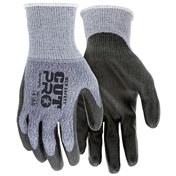 Guantes de seguridad Mcr Safety, 15g, CutPro, HiperMax Azul Marino, PU Gris XXL, paquete de 12 - 92745PUXXL
