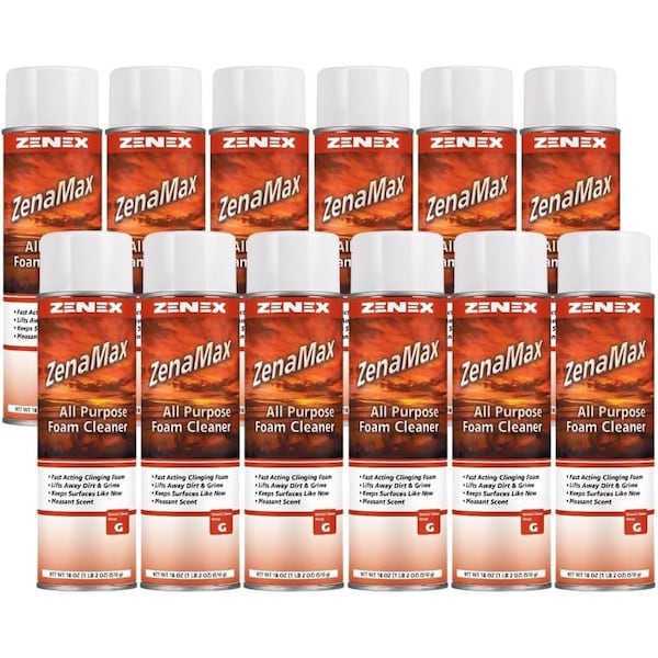 Limpiador espumoso multiusos Zenex ZenaMax de 18 oz, paquete de 12 - 496335
