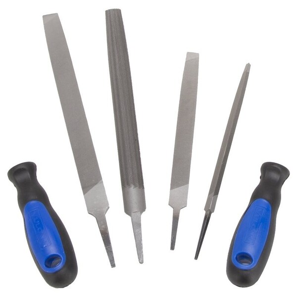 Vulcan File Set, 6-Piece, Blade: Steel Handle: PP + TPR, Blue & Black Handle - JL-FS-6PCS-2