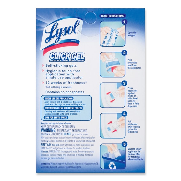 Limpiador automático de tazón de baño Lysol Click Gel, Ocean Fresh, PK24 - 19200-89059