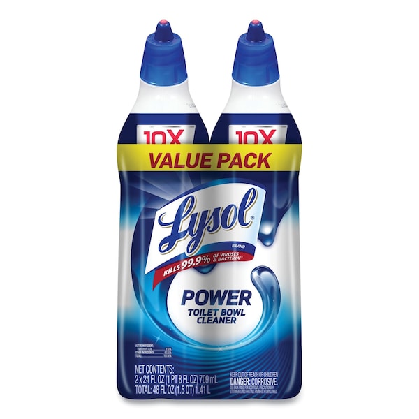 Limpiador desinfectante para tazas de baño Lysol, aroma a fresco atlántico, botella de 24 oz, paquete de 2 - 19200-98016