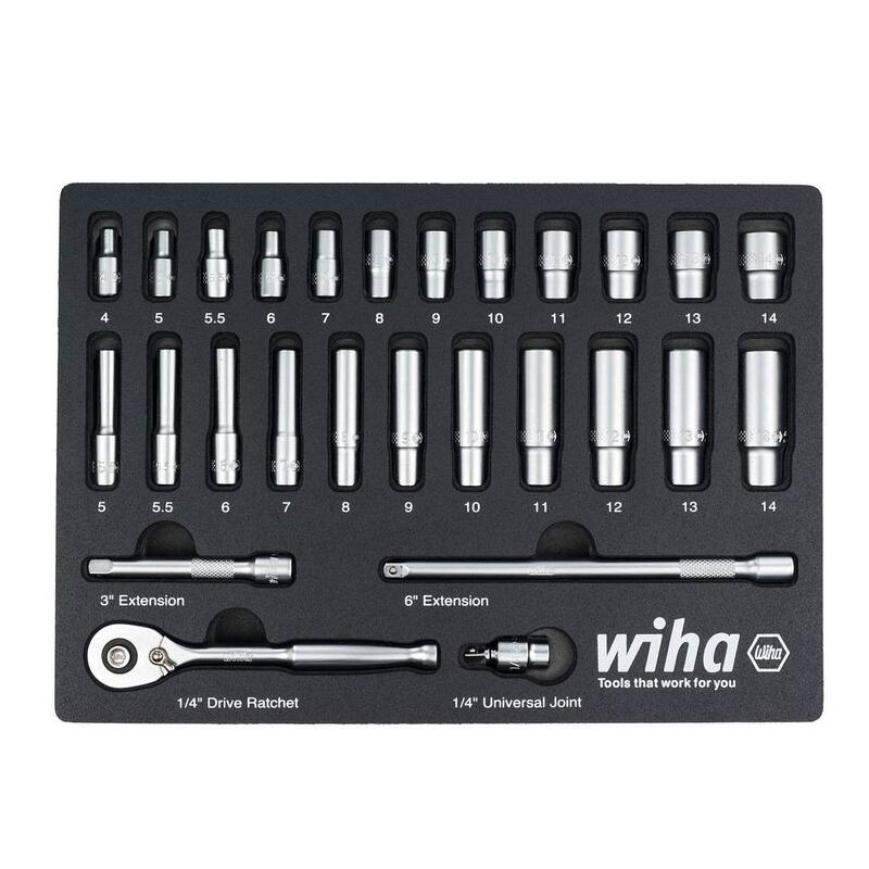 Juego de charolas de enchufes Wiha 1/4 in. - Métrico (27 piezas) Drive Profesional - 33395