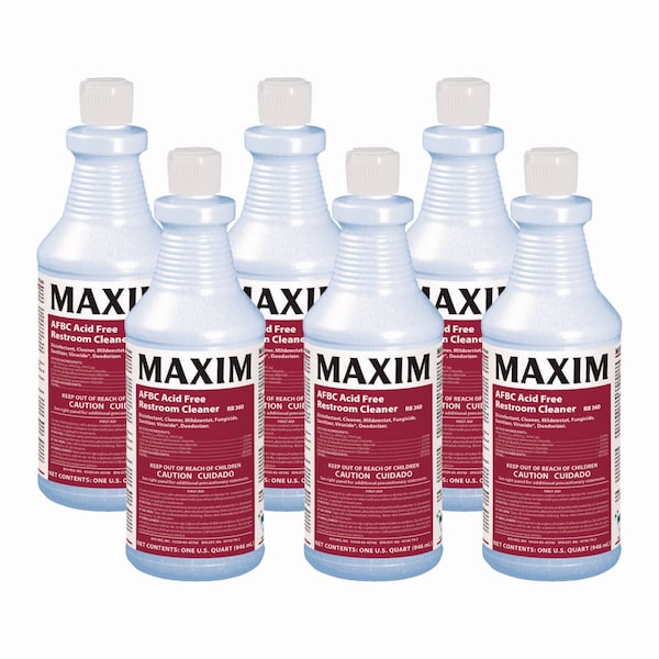 Limpiador para baño sin ácido AFBC Maxim, aroma fresco, botella de 32 oz, paquete de 6 - 036000-86