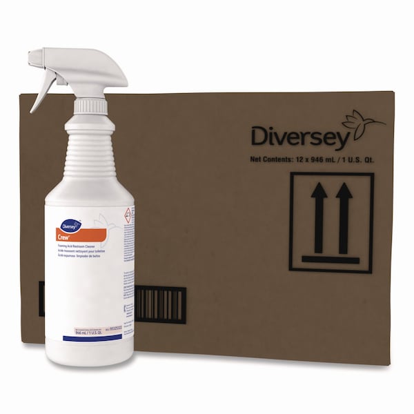 Limpiador espumoso para baños ácido Diversey, aroma fresco, botella rociadora de 32 oz, PK12 - 95325322