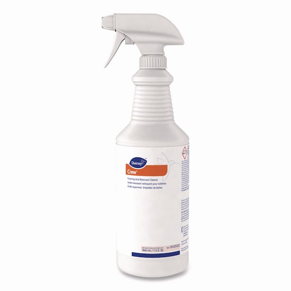 Limpiador espumoso para baños ácido Diversey, aroma fresco, botella rociadora de 32 oz, PK12 - 95325322