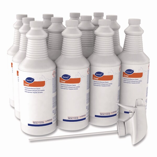 Limpiador espumoso para baños ácido Diversey, aroma fresco, botella rociadora de 32 oz, PK12 - 95325322