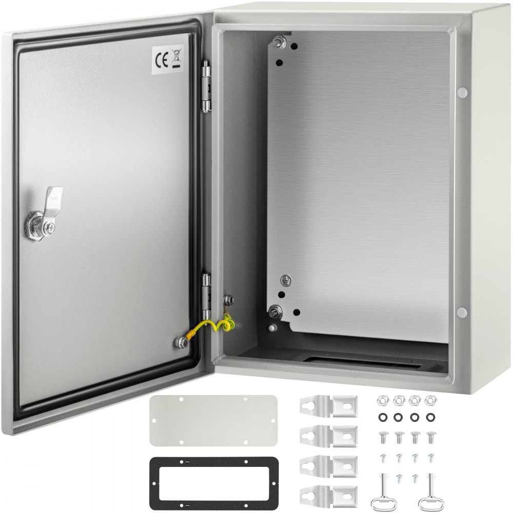 VEVOR Electrical Enclosure Box, 16'' ×12'' ×6'', Carbon Steel Hinged Junction Box, IP66 Waterproof & Dustproof, Outdoor Electrical Box, with Mounting Plate - DQXJSTCFS40X30X15V0
