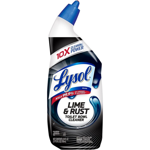 Limpiador de tazas de baño Lysol, removedor de cal y óxido, tapa azul de 24oz, paquete de 9 - RAC98013CT