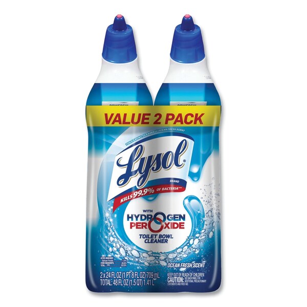 Limpiador de taza de baño Lysol con peróxido de hidrógeno, aroma a océano fresco, 24 oz, paquete de 2 - 19200-96084