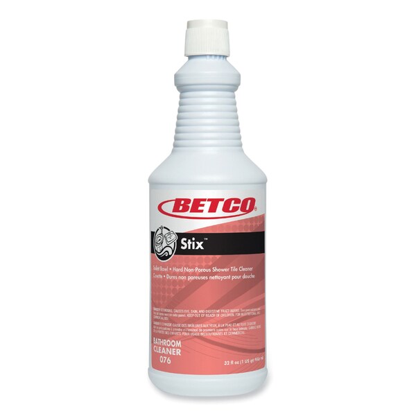 Limpiador de tazas de baño Betco Stix, aroma a cereza y almendra, botella de 32 oz, paquete de 12 - 761200