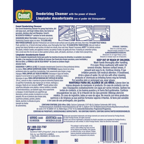 Limpiador para baños Comet, bote de 21 oz, sin fragancia, paquete de 24 - 32987