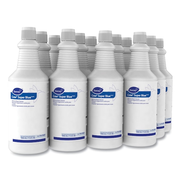 Limpiador de tazón ácido suave Crew Super Blue de Diversey, cítrico, botella de 32 oz, PK12 - 94476081