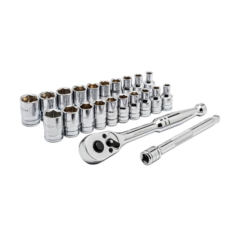 GEARWRENCH Juego de herramientas para mecánicos de trinquete y dados de 1/4 pulgadas, 6 puntos, estándar/métrico (22 piezas) - 8800A