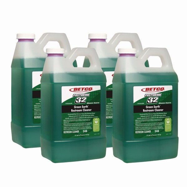 Betco Fastdraw 32 Limpiador de baños Green Earth, Cítricos Florales, Botella de 2 L, 4PK - 5484700