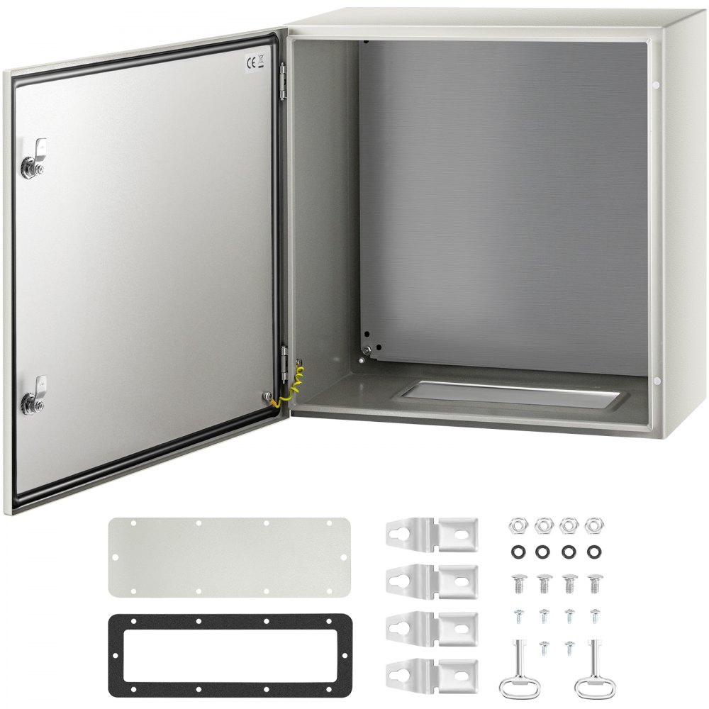 VEVOR NEMA Steel Enclosure, 24 x 24 x 12'' NEMA 4X Steel Electrical Box, IP66 Waterproof & Dustproof, Outdoor/Indoor Electrical Junction Box, with Mounting Plate - DQXJSTCFS60X60X30V0