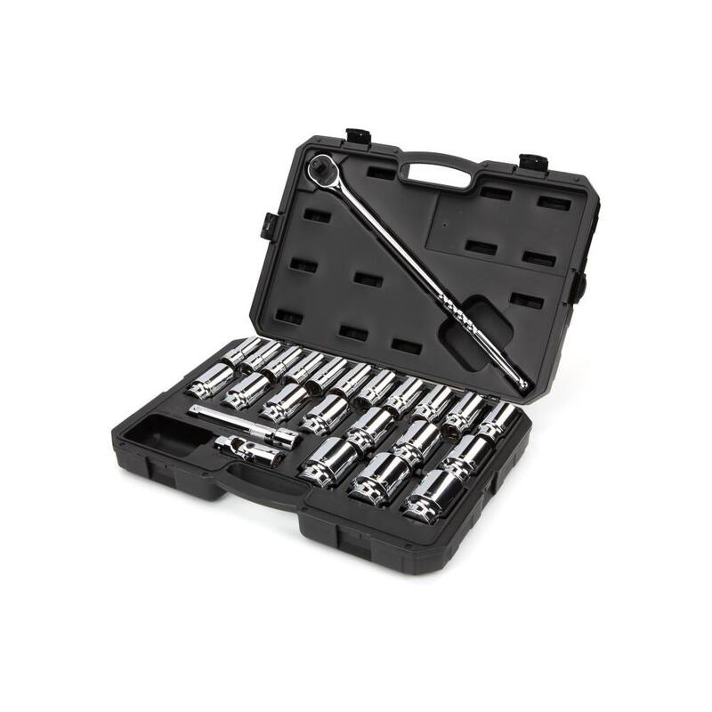 Juego de Llave de Matraca y dados profundos de 6 puntas TEKTON de 3/4 pulgadas a 2 pulgadas (25 piezas) - SKT35106