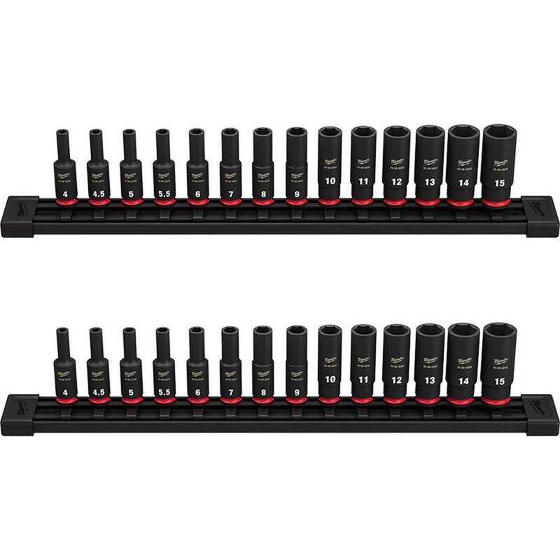 Juego de casquillos de impacto Milwaukee SHOCKWAVE de 6 puntos de 1/4 de pulgada, métricos de alta profundidad (28 piezas) - 49-66-7003-49-66-7003
