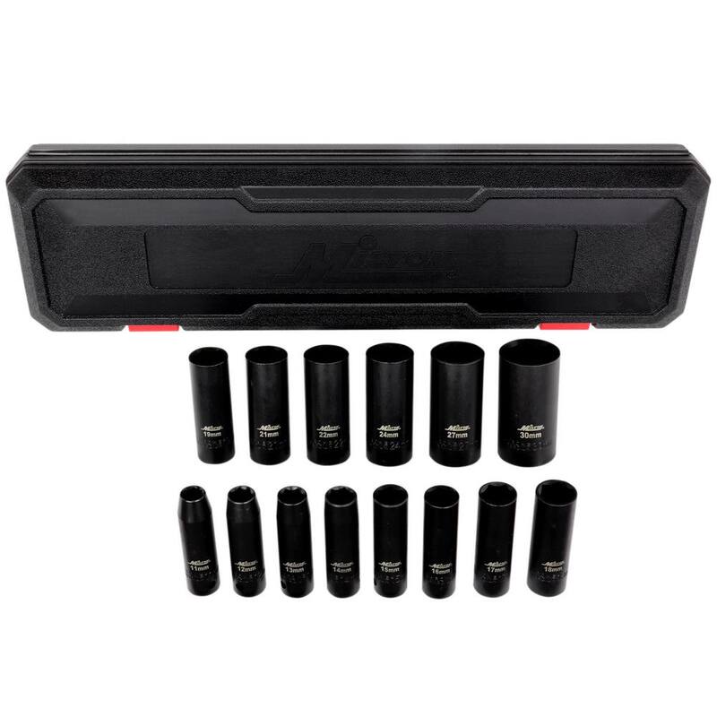 Juego de 14 llaves de impacto métricas Milton de 1/2 pulgadas, profundas de 11 a 30 mm - 1300-SS-07