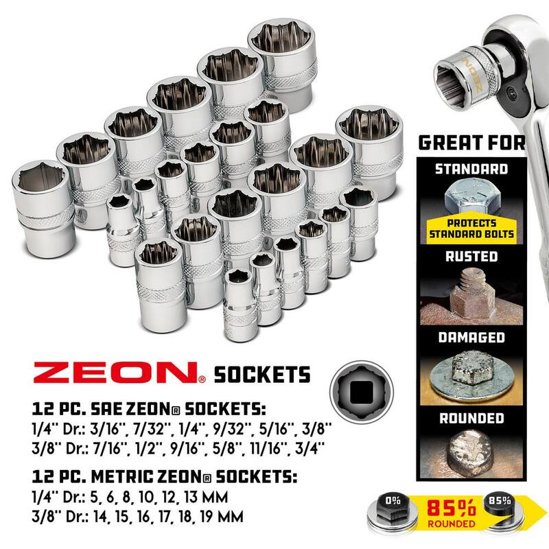 Juego de 28 piezas de dados Zeon Powerbuilt para pernos dañados - 240120