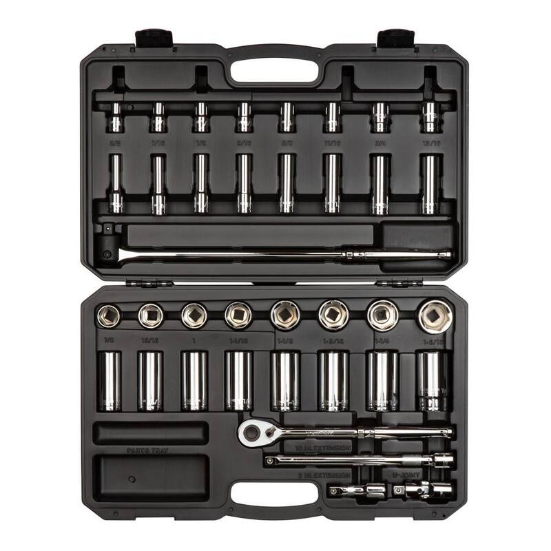 Juego de llaves y trinquete TEKTON de 1/2 pulgada con 6 puntos, 38 piezas (3/8 - 1-5/16 pulgadas) - SKT25101