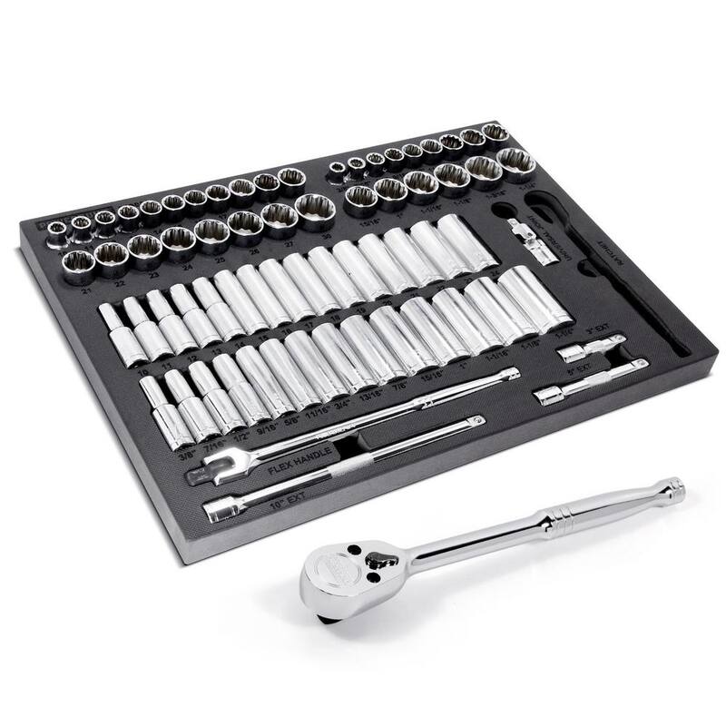 Juego de dados Powerbuilt Pro Tech de 69 piezas de 1/2 pulgada SAE y métricos - 949006