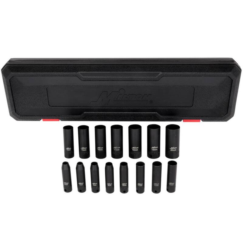 Juego de dados de impacto métricos Milton de 3/8 pulgadas de 6 a 20 mm de profundidad (15 piezas) - 1300-SS-02