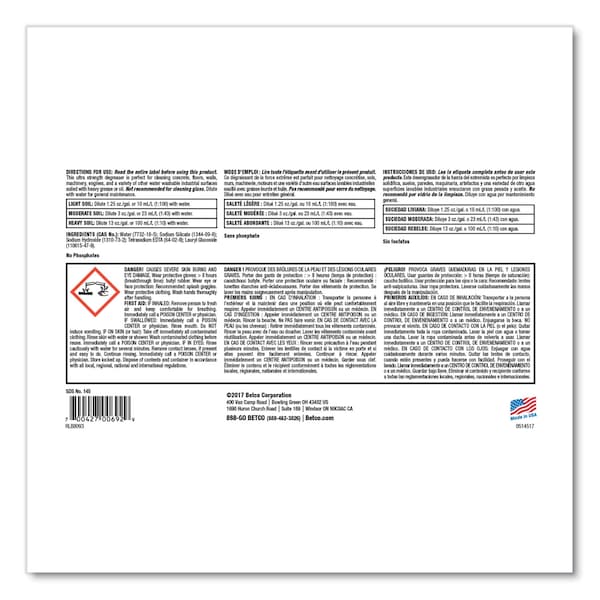 Betco Limpiadores y Detergentes, Botella de 1 galón, Líquido, 4 PK - 1450400