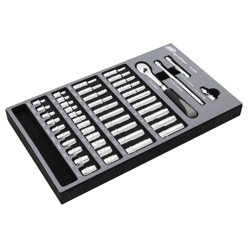 Juego de llaves de vaso y accesorios maestros Ingersoll Rand de 47 piezas de 1/4 de pulgada SAE/Métrico - 752000