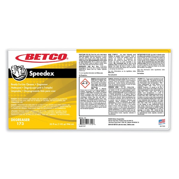 Betco Limpiadores y Detergentes, Botella rociadora de 32 oz, Líquido, 12 unidades - 1731200