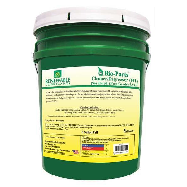 Limpiador y desengrasante renovable de Lubricantes, cubeta de 5 galones, líquido, color amarillo claro - 87594