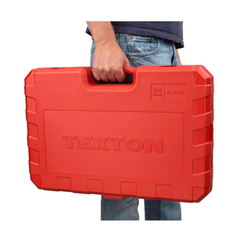 Juego de dados y trinquete de 6 puntas TEKTON de 3/4 de pulgada de 19 mm a 50 mm (27 piezas) - SKT35204.