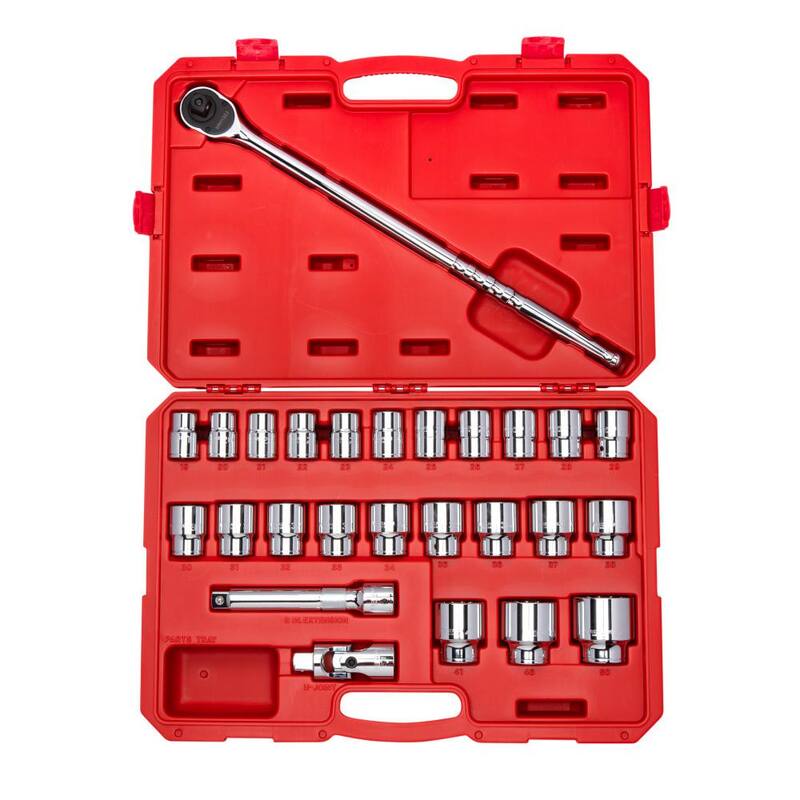 Juego de dados y trinquete de 6 puntas TEKTON de 3/4 de pulgada de 19 mm a 50 mm (27 piezas) - SKT35204.