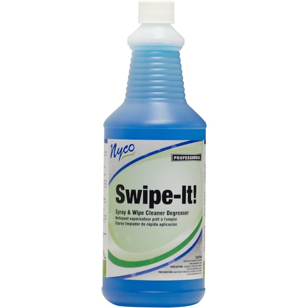 Nyco Spray And Wipe Desengrasante, Botella de gatillo de 1 cuarto, líquido, azul, paquete de 12 - NL212-Q12