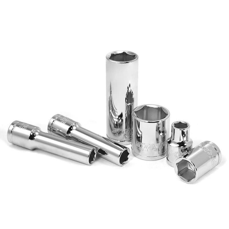 Juego de llaves de vaso de 3/8 de pulgada STARK USA (SAE/MM) con trinquete de 90 dientes y barra de extensión - Juego de 47 piezas - 35301