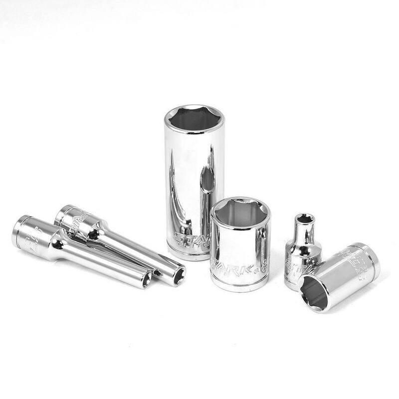 STARK USA Juego de Vasos de 1/2 pulgada con Trinquete 90T y Barras de Extensión SAE y Métricas de CR-V (55 piezas) - 35300