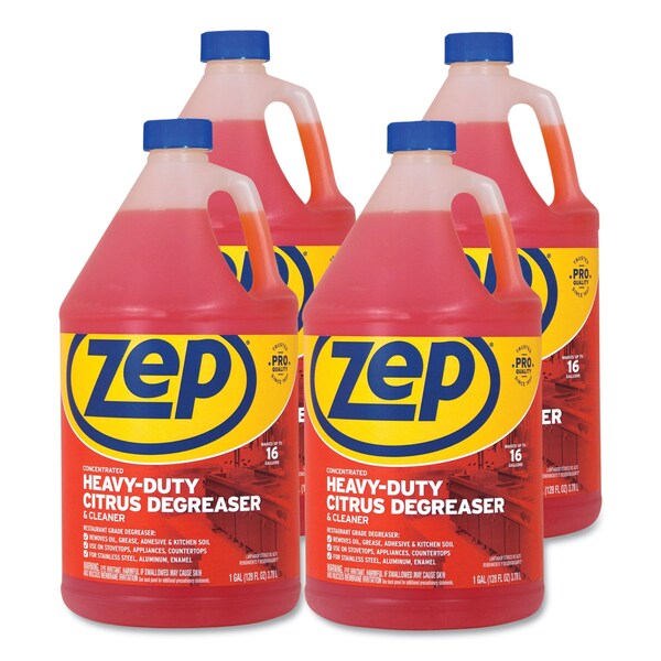 Desengrasante de alta resistencia Zep, bote de 1 galón, líquido, naranja, 4 paquetes - ZUCIT128