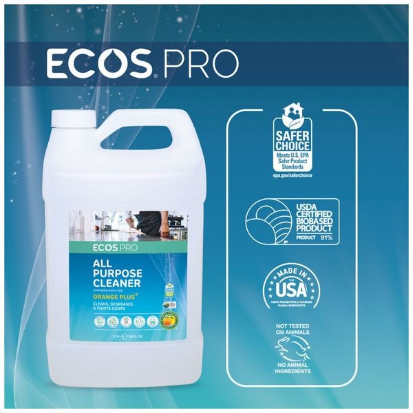 Ecos Pro Limpiador/Desengrasante, 1 galón, líquido, amarillo, 4 unidades - PL9748/04