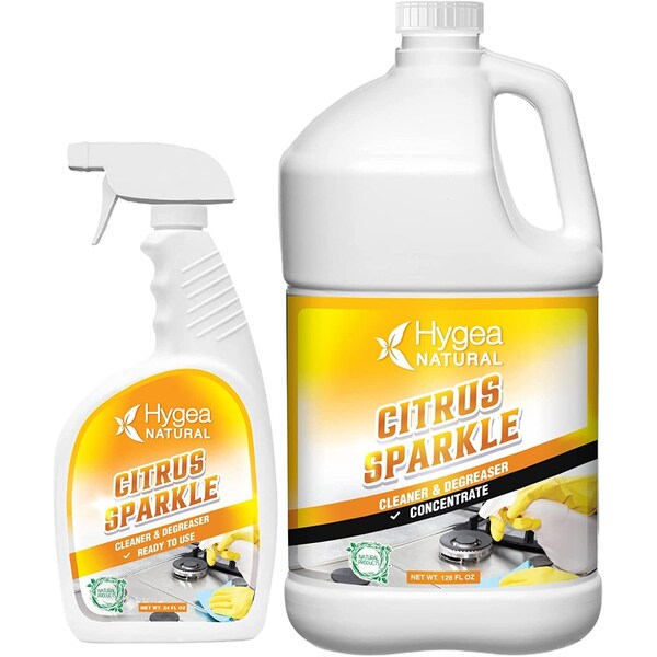 Hygea Natural Citrus Sparkle Limpiador y Desengrasante Natural 24oz Spray Concentrado Recargable - HNC-04