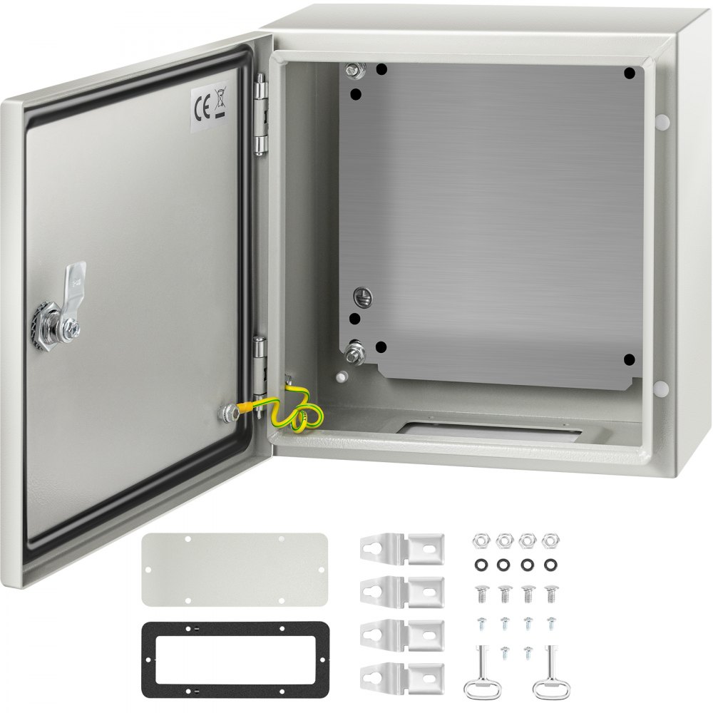 VEVOR NEMA Steel Enclosure, 12 x 12 x 6'' NEMA 4X Steel Electrical Box, IP66 Waterproof & Dustproof, Outdoor/Indoor Electrical Junction Box, with Mounting Plate - DQXJSTCFS30X30X15V0