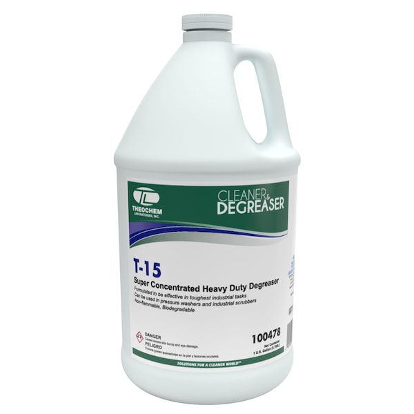 Concentrado desengrasante súper resistente Theochem, botella de 1 galón, líquido, azul, 4 unidades