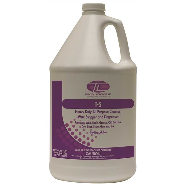 Theochem Laboratories T-5 1 Gal. Desengrasante Morado de Uso Rudo, 4 Piezas - 100486-99990-7G