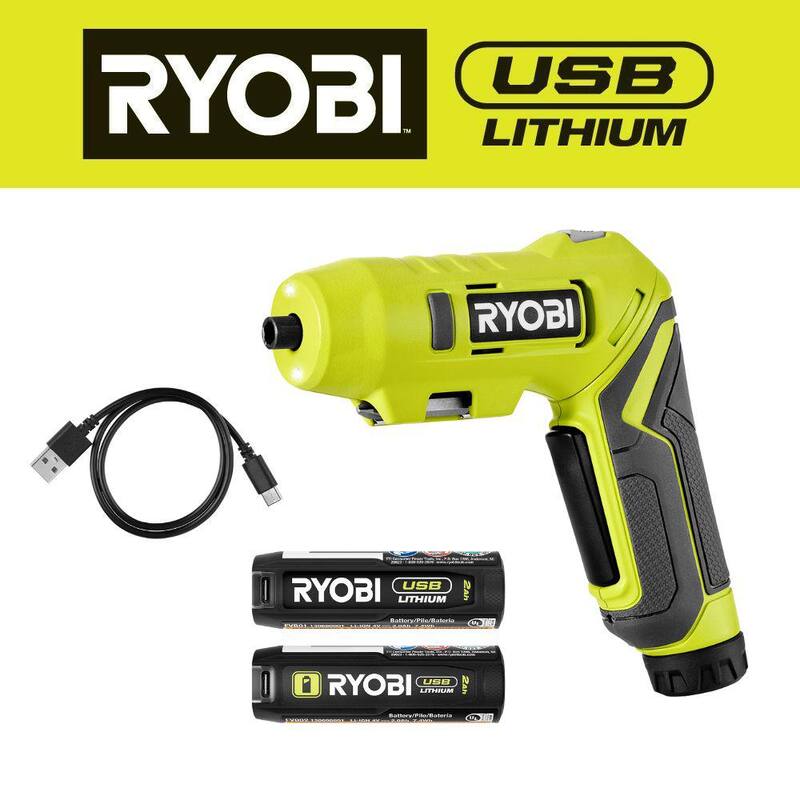 Juego de destornillador de litio RYOBI USB con batería recargable de litio USB 2.0 Ah - FVD50K-FVB02