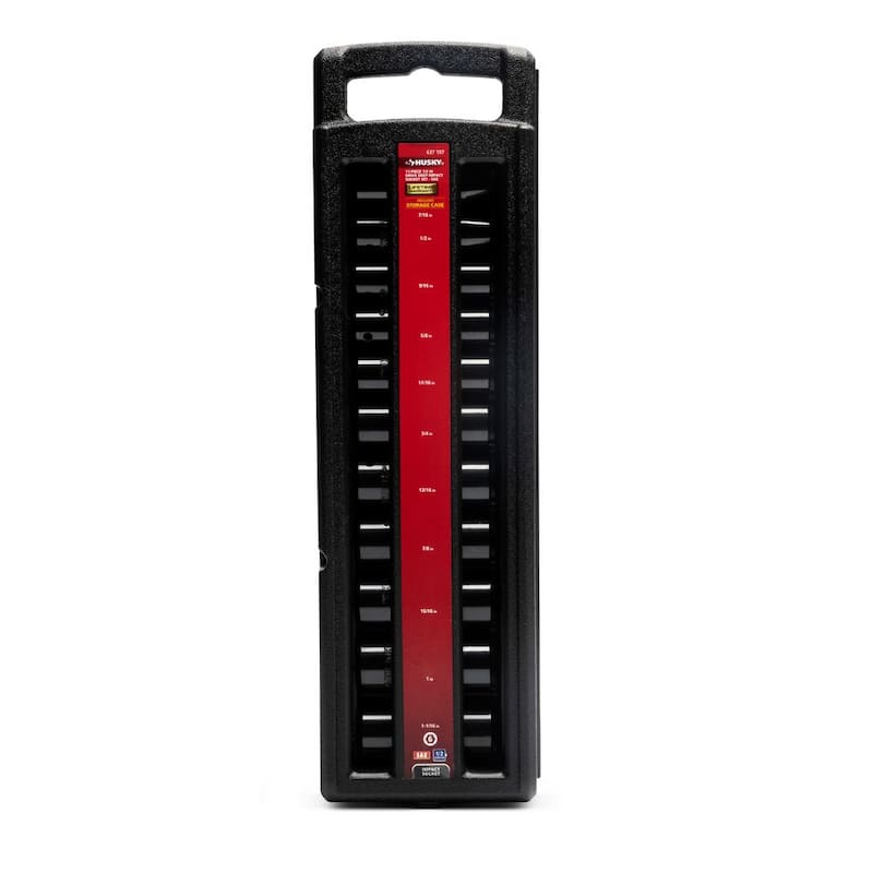 Juego de llaves de vaso de impacto de 1/2 pulgadas, medidas en sistema SAE de 6 puntos con estuche de almacenamiento (11 piezas) - H2DDIMP11PCS