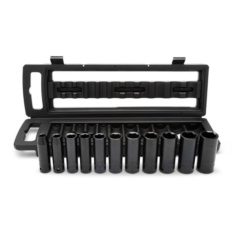 Juego de llaves de vaso de impacto de 1/2 pulgadas, medidas en sistema SAE de 6 puntos con estuche de almacenamiento (11 piezas) - H2DDIMP11PCS