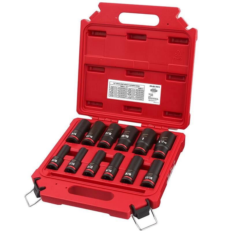 Juego de enchufes de impacto profundos Milwaukee SHOCKWAVE de 1/2 pulg. (12 piezas) - 49-66-7011